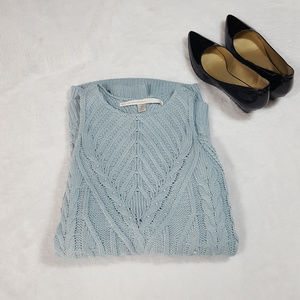 LC Cold Shoulder Blue Cable Knit Sweater Size XS